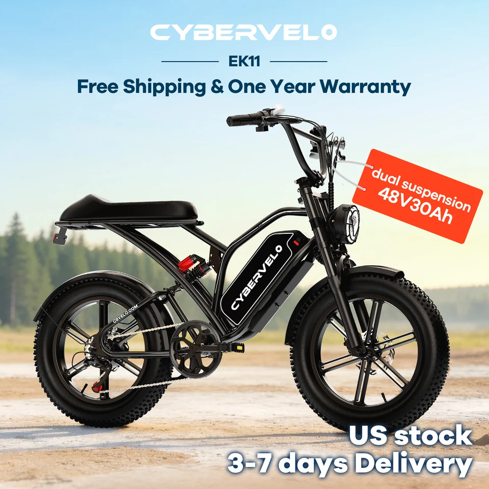 Cybervelo 1000W Electric Bike for Adults 20 Inch Fat Tire 48V All-Terrain E-Bike with Removable 20AH/30AH Battery 30MPH Speed EK11 image 3