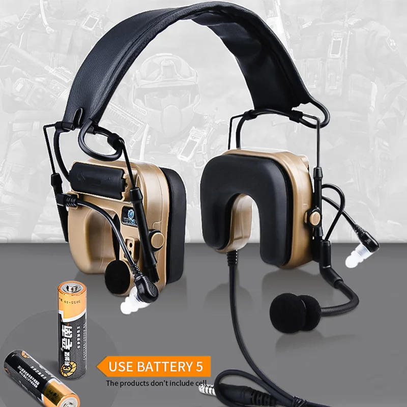 سماعة رأس تكتيكية WADSN Com IV C4U لحماية السمع كين سماعات الرأس العسكرية وإلغاء الضوضاء