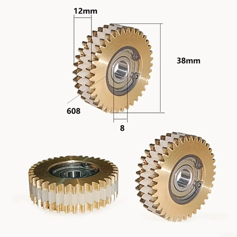 36 Teeth Copper Motor Pinion 38x12mm Bearing Reduction Gear For Ebike Wheel Hub Motor Heavy Duty Power Transmission Replacement