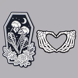 Halloween Skeleton Enamel Pin Love Gesture Brooch Pines Lapel Pins Creative Badge Clothing Accessories Punk Jewelry Lover Gifts