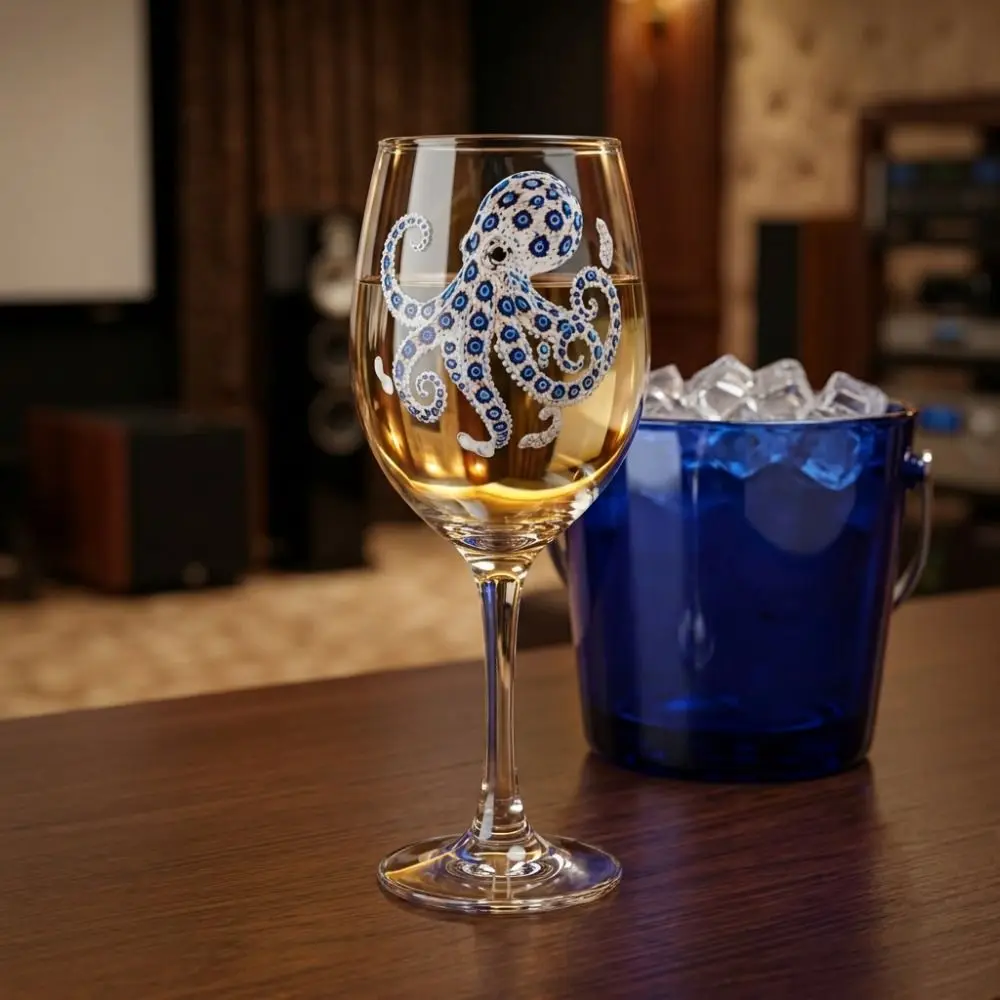 Octopus Ocean Animal Wine Glass Dolphin Tortoise Clear Stemmed Cup Funny Seahorse Marine Animal Tall Glass Ocean Lovers Gift