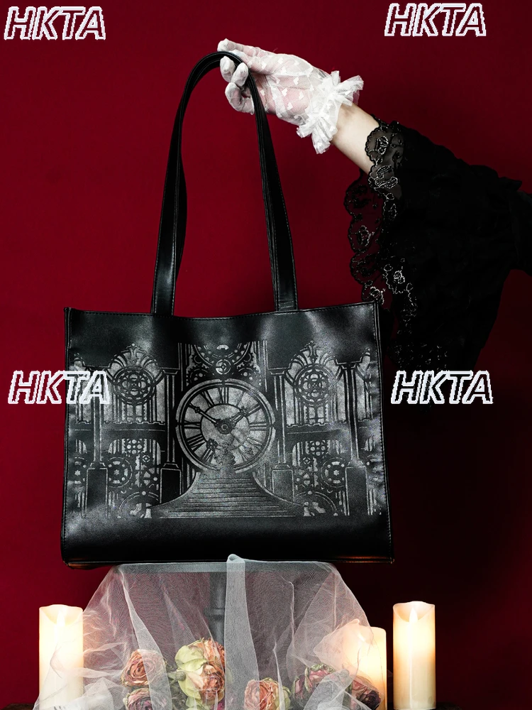 Newest Gothic Subculture Dark Y2k Lolita Bag Large Capacity Tote Handbags Female Autumn Winter Square Black Bags Backpacks Women