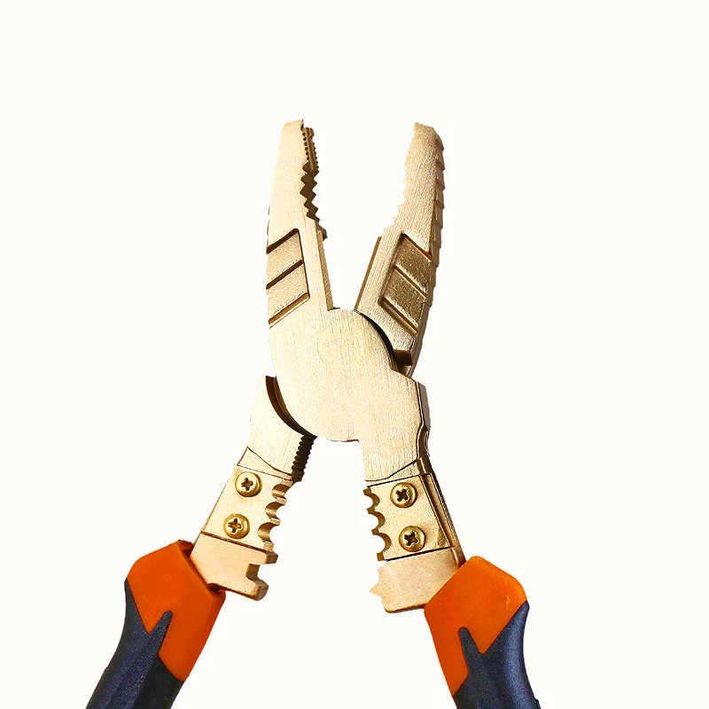 Explosion Proof Bronze Multi Function Combination Pliers Insulated Grip Wire Stripping Crimping Industrial Hand Tool