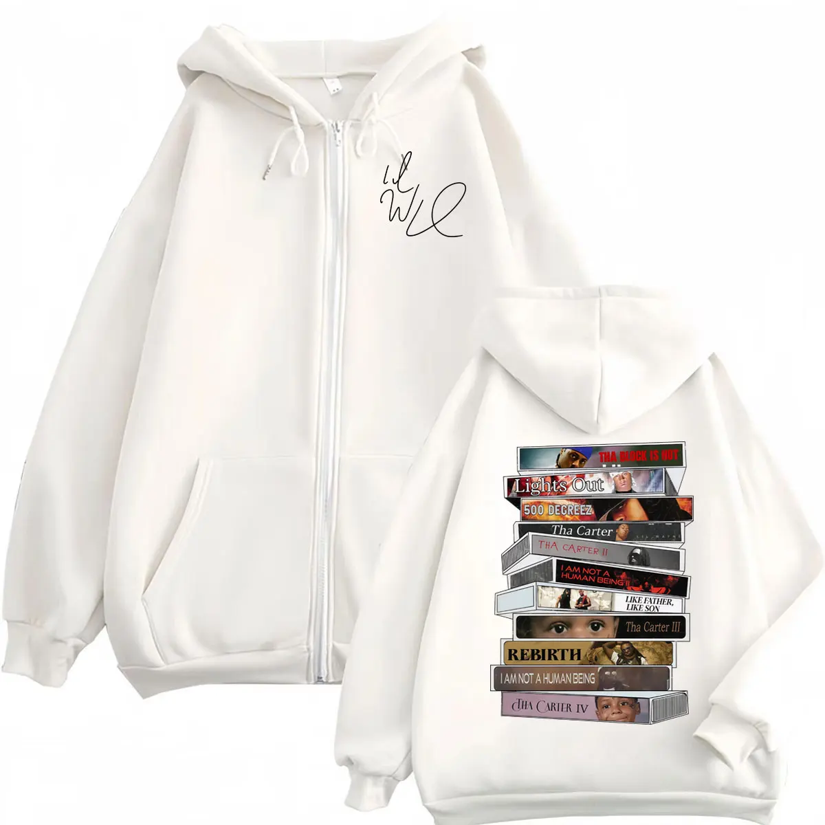 Rapper Lil Wayne Album Graphic Zipper Hoodies Fashion Hip Hop Zip Up Hooded Sweatshirts Men Women High Quality Fleece Pullovers