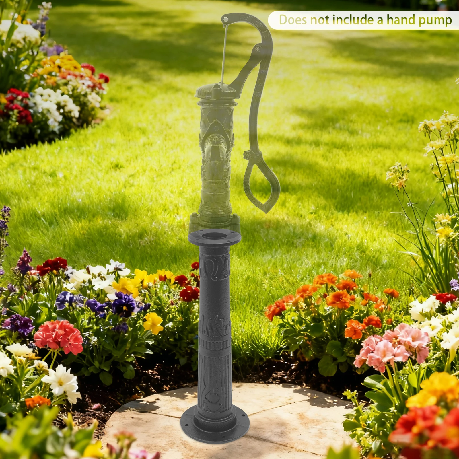 Exquisite Floral Carved Pitcher Pump Base Spray Paint Treatment Rust&Water-Resistant Sturdy Durable Long Service Life