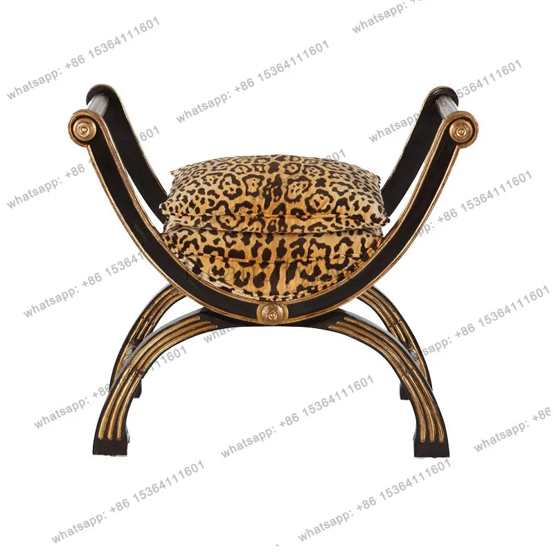 

French retro shoe changing stool American neoclassical solid wood home bedside stool