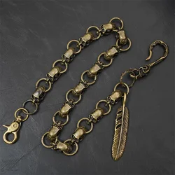 60Cm Men's Retro Skull Key Chain Metal Hip Hop Gothic Punk Waist Key Ring for Jeans Bike Ride Casual Punk Style