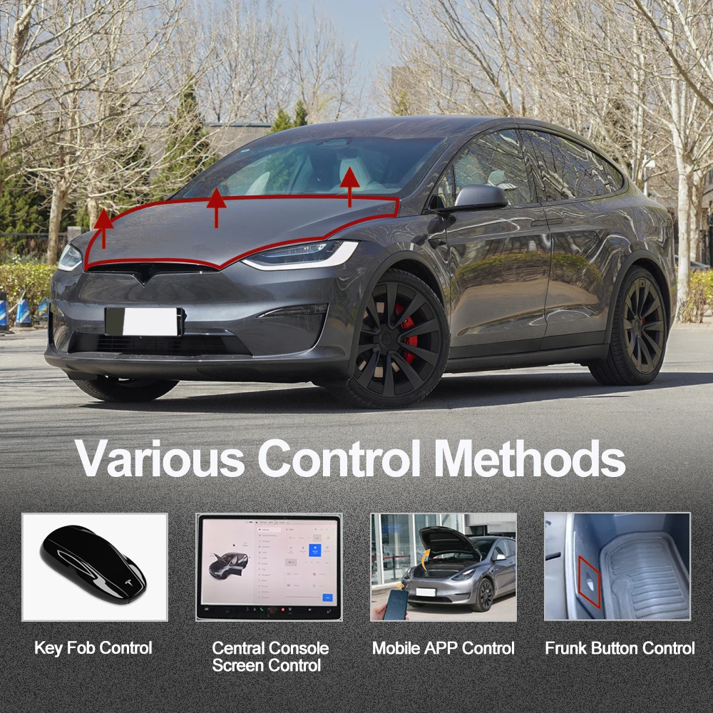 Kit Power Frunk compatível com Tesla Model X 2021-2024 Abridor elétrico de porta-malas dianteiro e mais próximo Atualização automática de conversão Frunk
