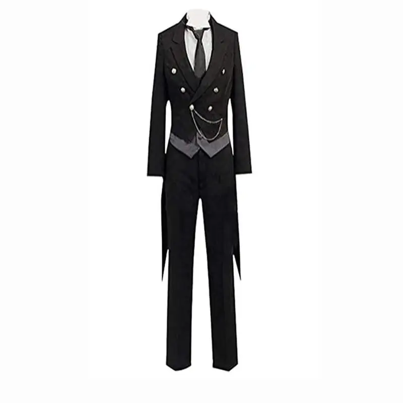 

Sebastian the Butler Tailcoat Halloween Costume Black Servant Uniform Women's Fashionable Traditional Chinese Opera Gown