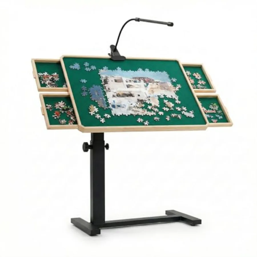 

Puzzle Table with Drawers 1500 Pieces Adjustable Puzzle Tables for Adults with 4 Drawers and Cover 35.4"x 26.8" Puzzle Borad fo