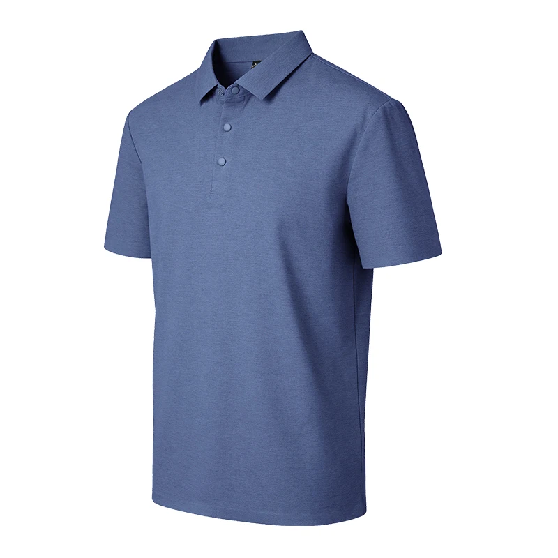 2026 high-end best-selling brand men's exquisite perforated design lapel short sleeve summer seamless solid color polo shirt top
