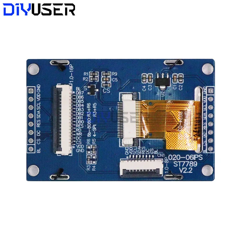 DIYUSER 2.0 Inch 240x320 Full Color TFT LCD Display Module with ST7789 Controller, SPI/Parallel Interface