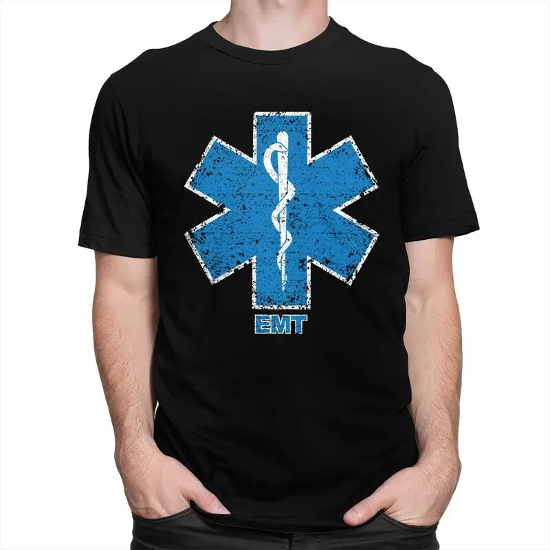 Custom Emt Star Of Life Tshirt for Men Short Sleeves T Shirt Fashion Paramedic Medic Ambulance T-shirts Slim Fit Pure Cotton Tee