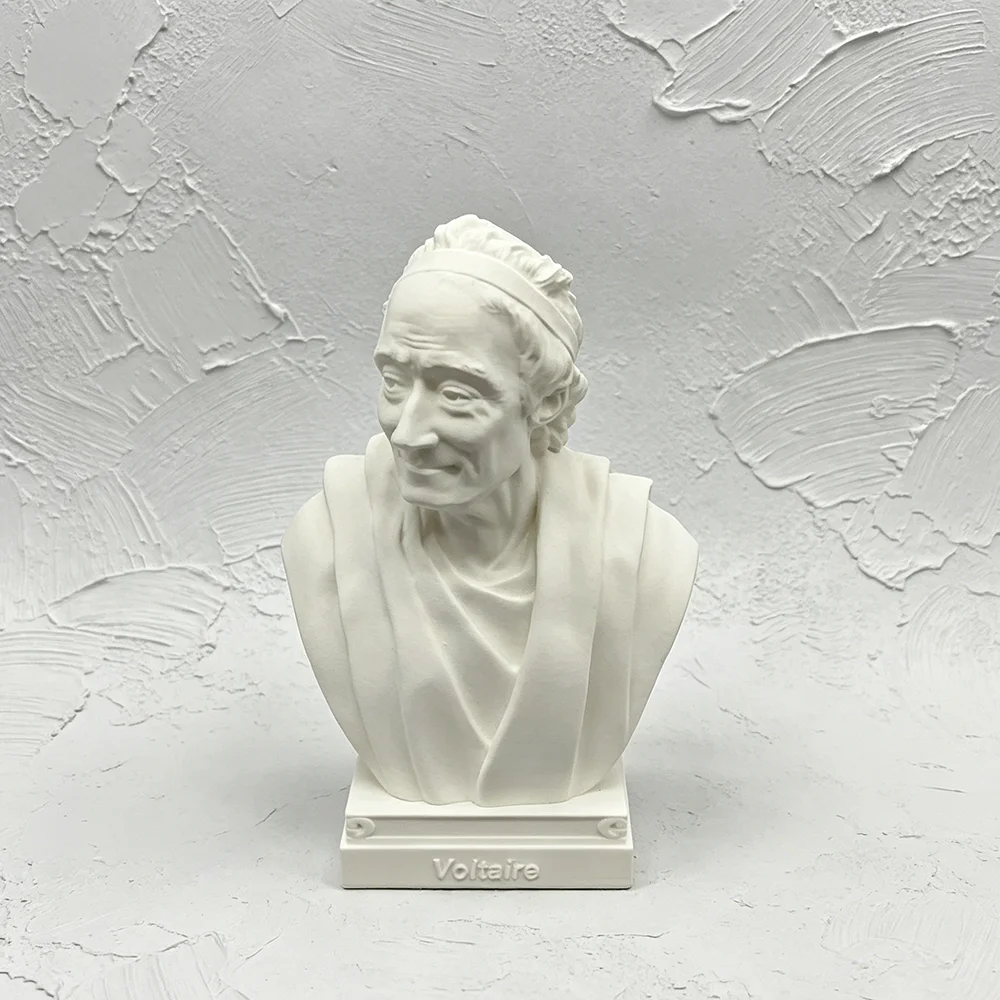 10cm/15cm/25cm French Philosophers Voltaire Statue Ornament 3D Printed PLA White Model Figurine Decoration Craft Gift