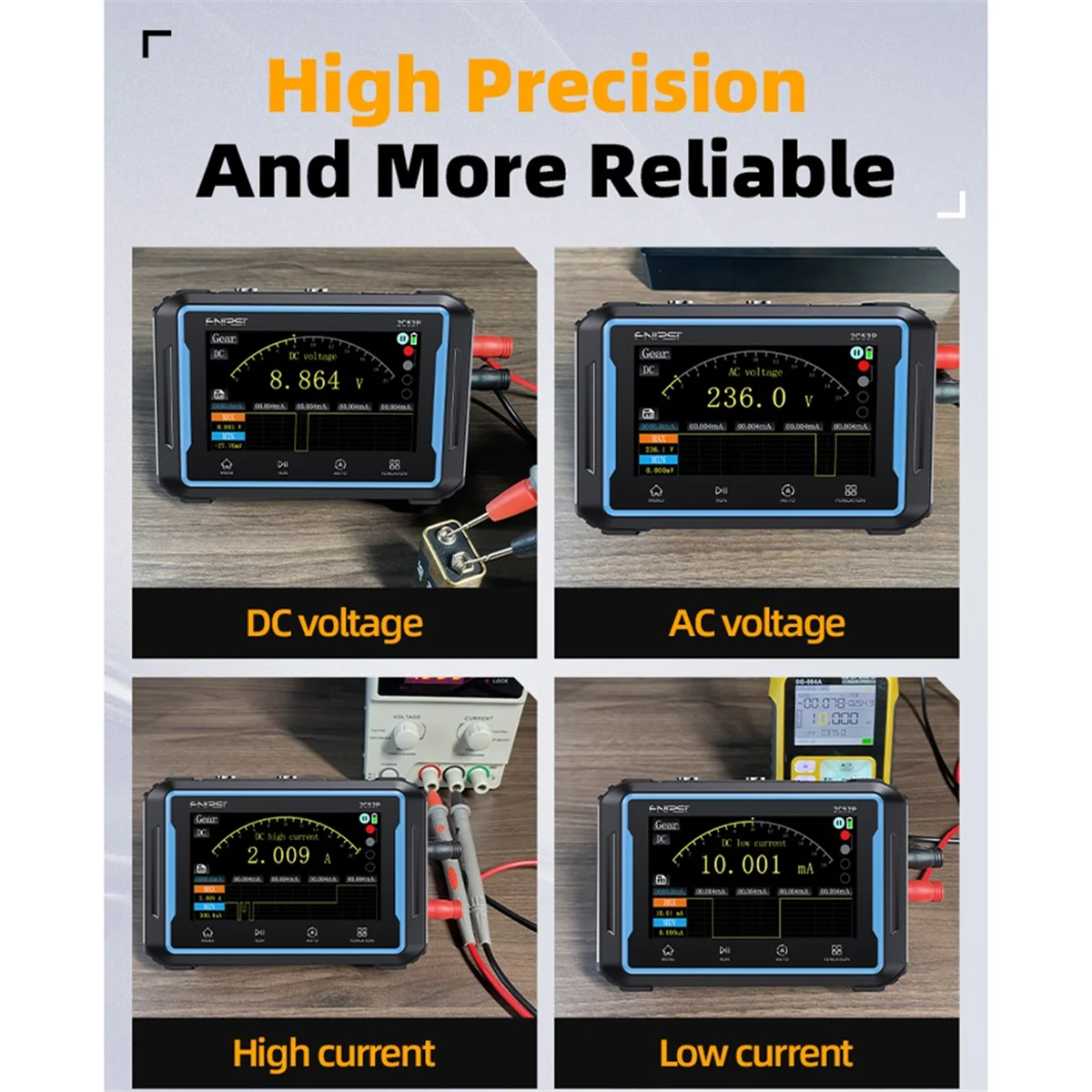 2C53P Touch Screen Portable Digital Oscilloscope Multimeter Signal Generator 3in1 2 Channel 50MHz 250Ms/S 19999 Counts