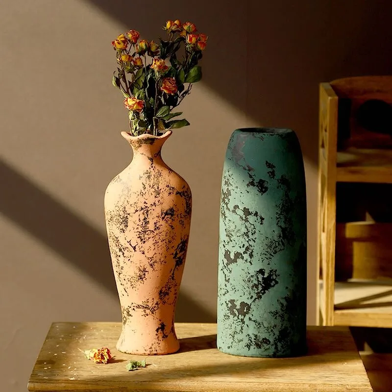 

Ceramic Retro Pottery Pot Coarse Pottery Vase Dried Flower Water Raising Small Vases Living Room Flower Arrangement Flower Pot