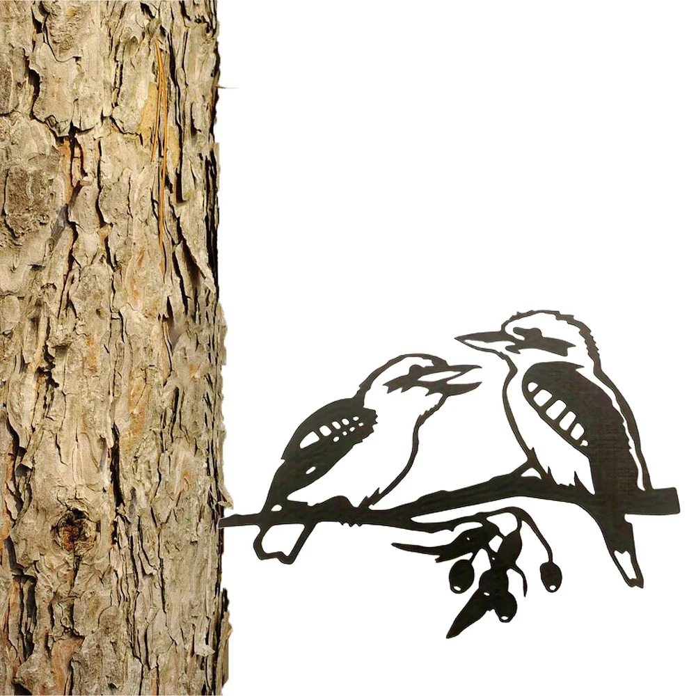 CIFBUY Metal Tree Stump Bird Silhouette Iron Art Insert for Garden Patio Outdoor Home Yard Decorative Branch Ornament