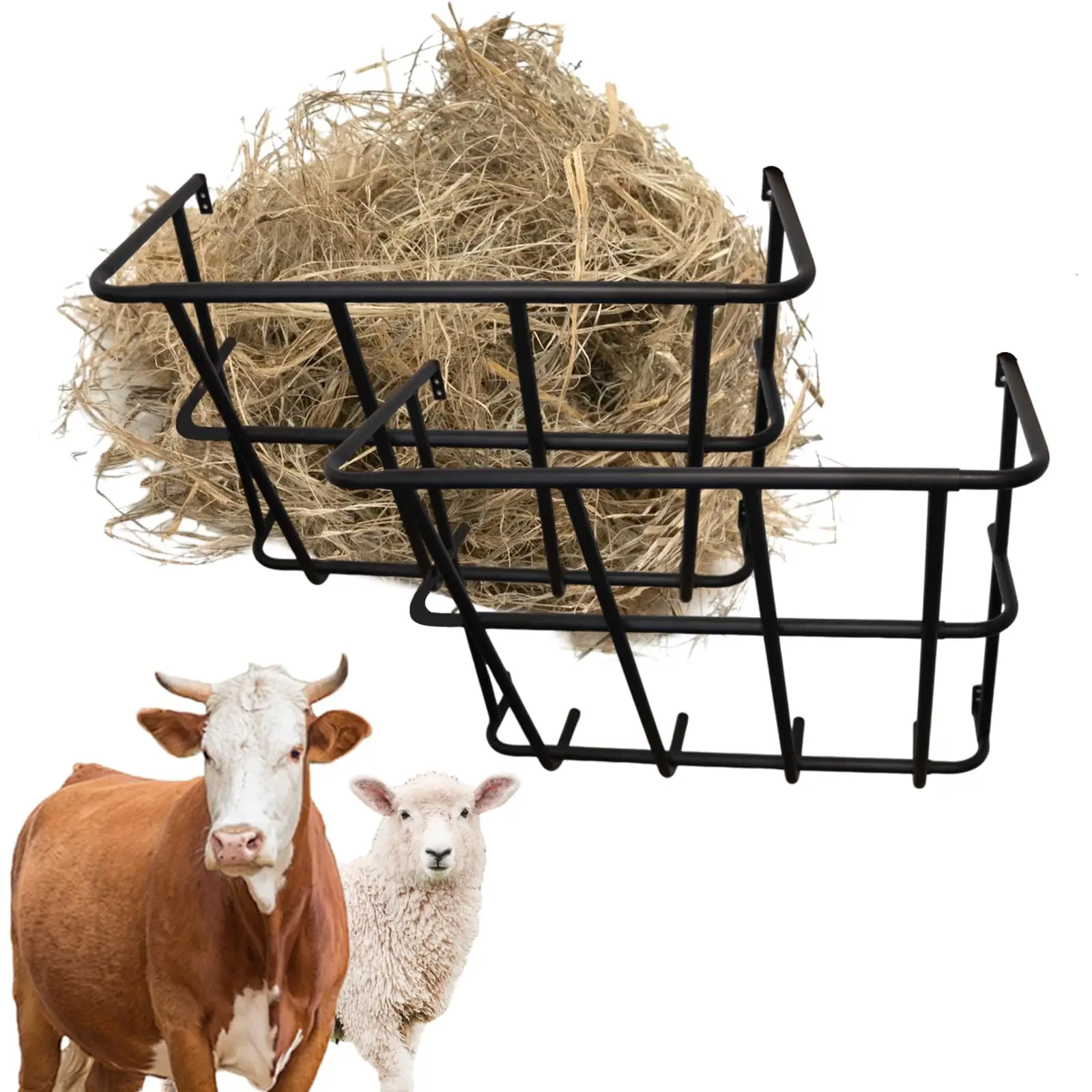 Wall-Mounted Stainless Steel Hay Rack Horse Grain Storage & Feeding Equipment