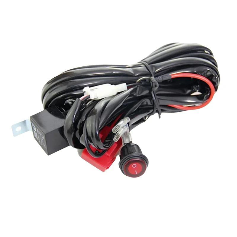 

AS57-Motorcycle 300W LED Light Bar Wire Harness 12V 40A Light Bar Wire Harness Waterproof On/Off Switch Round Switch