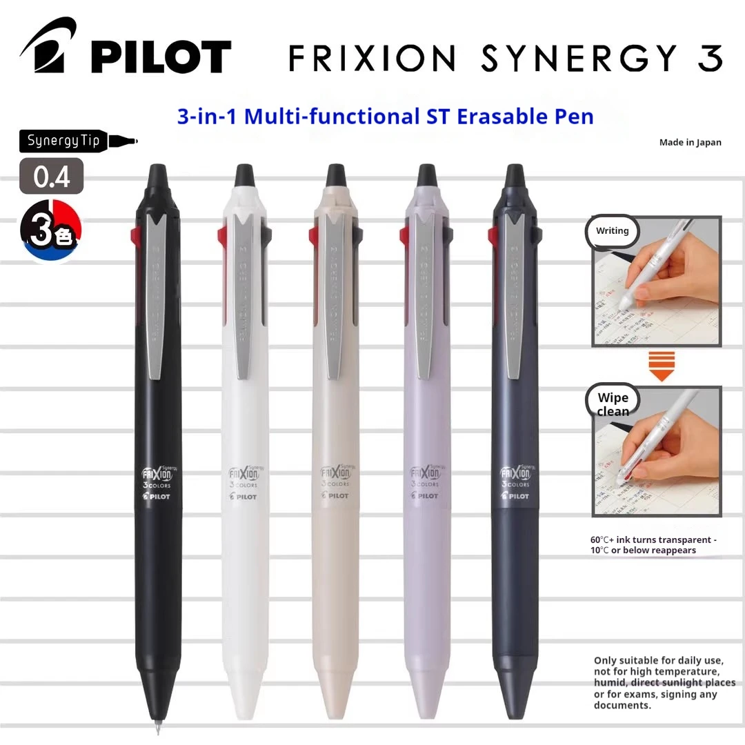

3 In 1 Polit ST Erasable Ballpoint Pen 0.4mm Multi-functional Gel Pens Japanese Stationery FRIXION SYNERGY3 Office Supplies