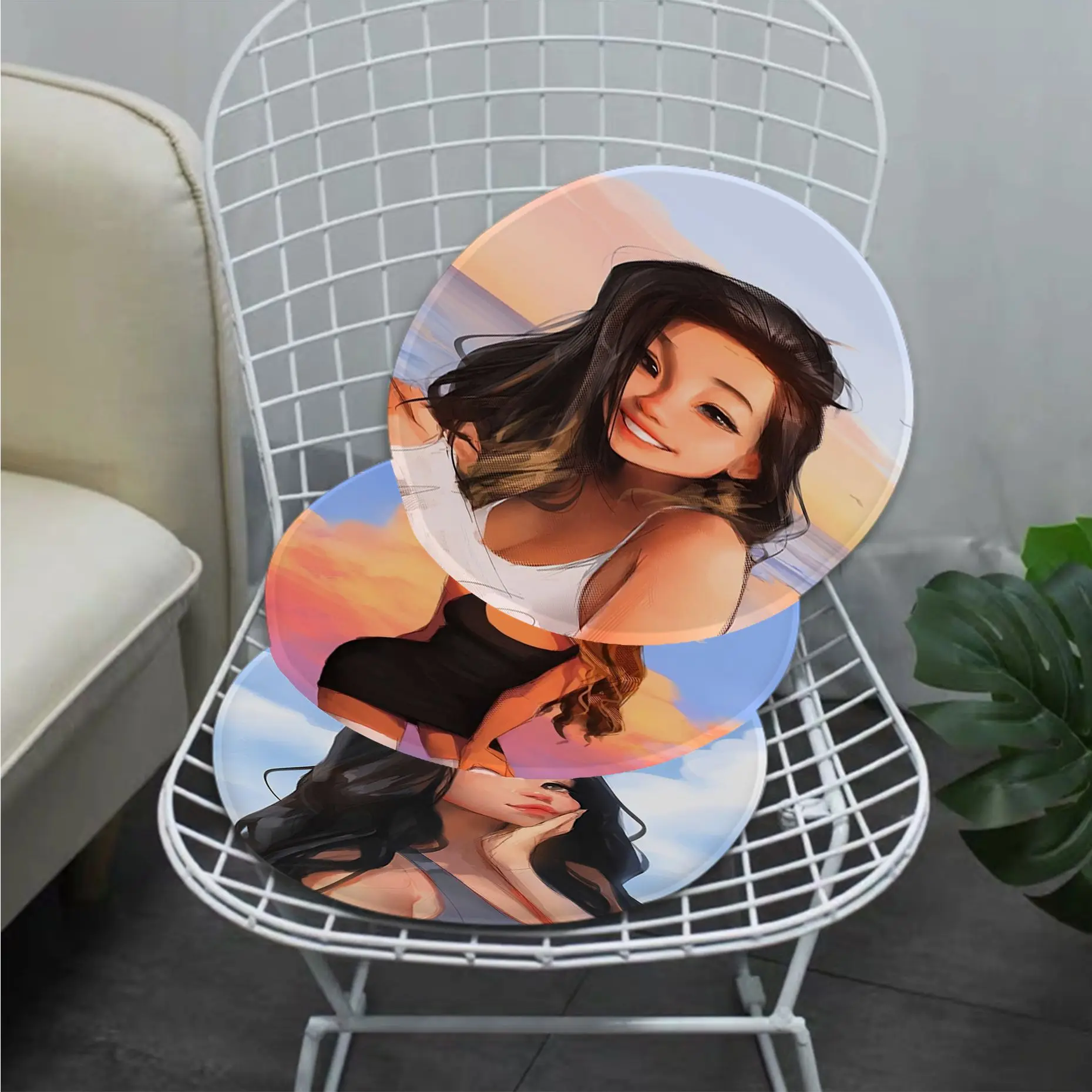 Anime Fashion Sexy Girl Nordic Printing Sofa Mat Dining Room Table Chair Cushions Unisex Fashion Anti-slip Stool Seat Mat