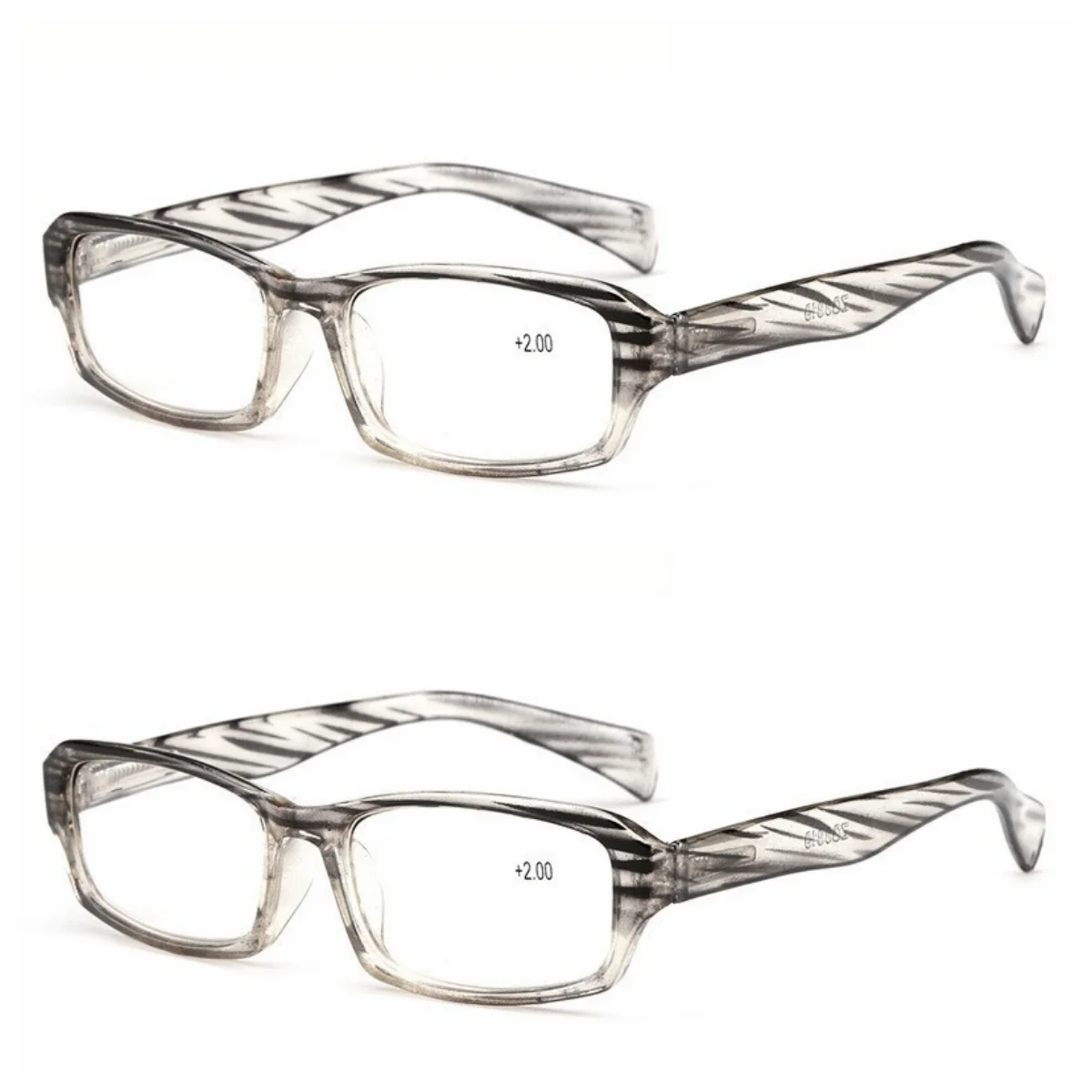

2pcs Fashion Reading Glasses For Men High Quality Prescription Eyeglasses Frame With Spring Hinge +100 +150 to +400