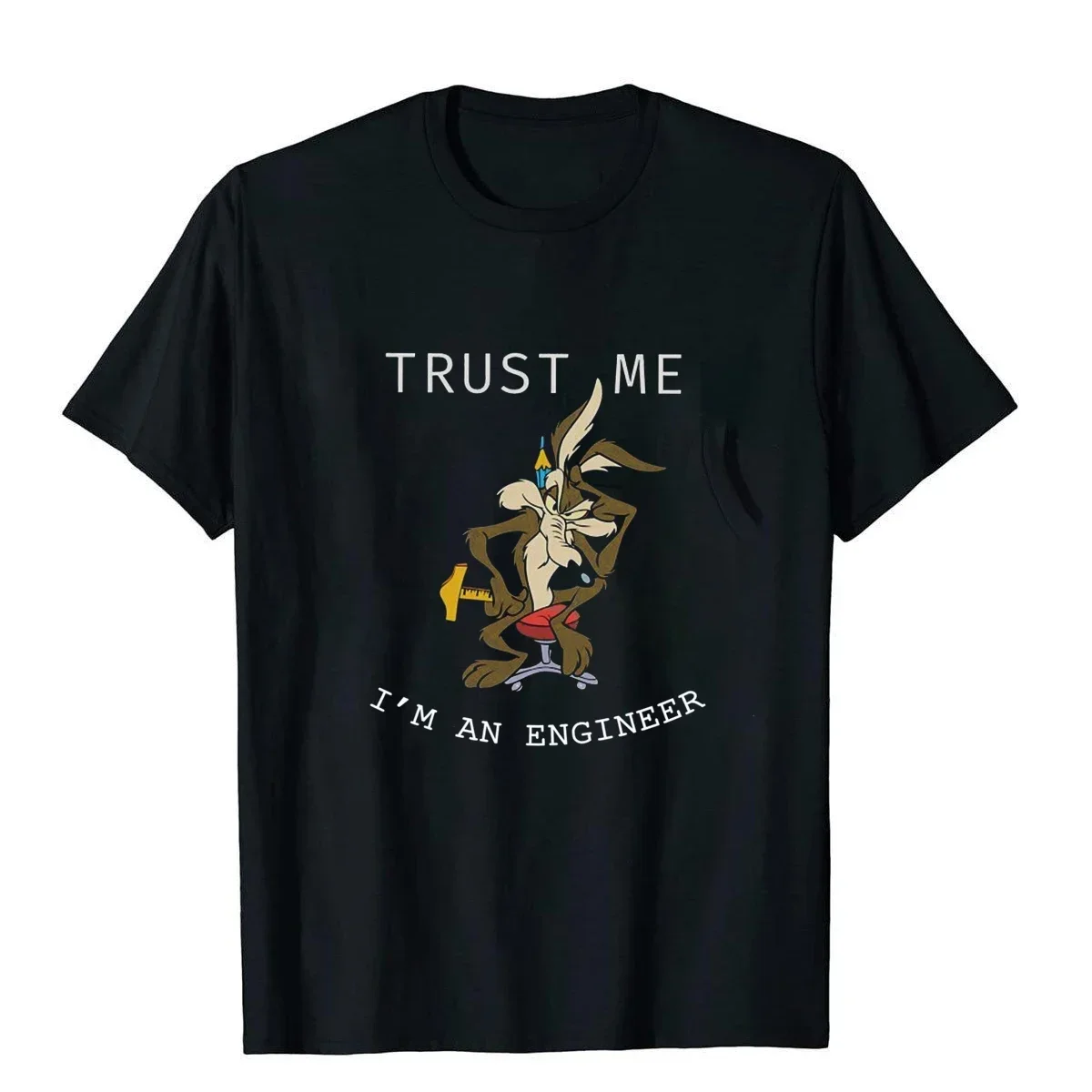 Coyote Cartoon Trust Me! I\'m An Engineer Tshirt Homme Men Clothes Cotton Harajuku Vintage Casual Street Fashion Short Sleeve