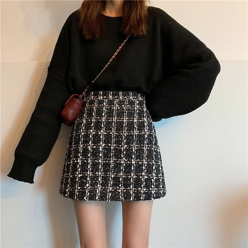 Y2K Plaid Women Mini Skirts Autumn New Sweet High Waist Female Casual Skirts Korean Chic All Match Fashion Ladies A Line Skirts