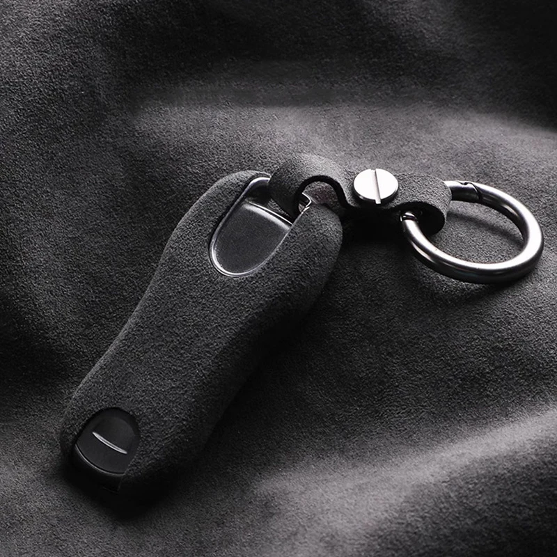For Porsche Cayenne Panamera 911 971 9YA Taycan Alcantara Suede Key Cover Keychain Key Case Car Accessories
