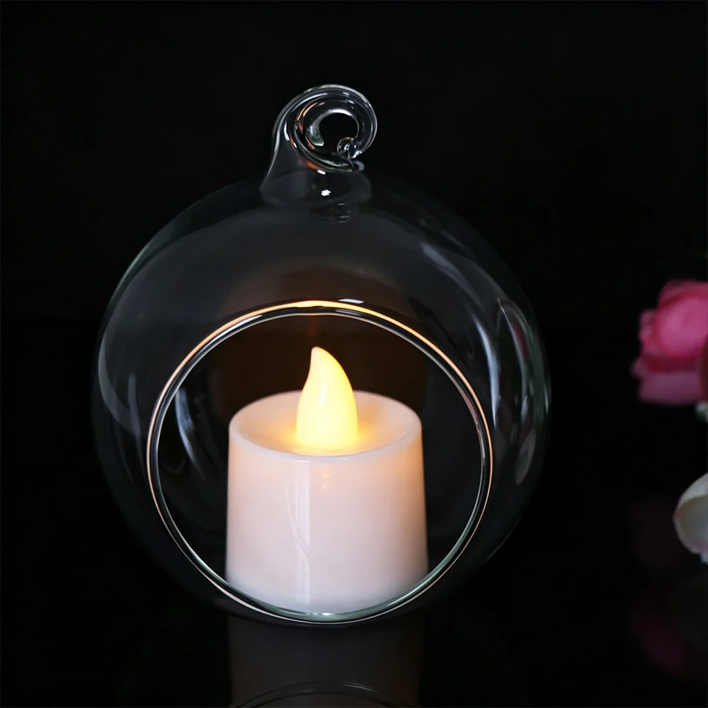 Transparent Hanging Glass Vases Ball Borosilicate Glass Hanging Tealight Holder 6/8/10/12/15cm Clear Glass Planter Garden