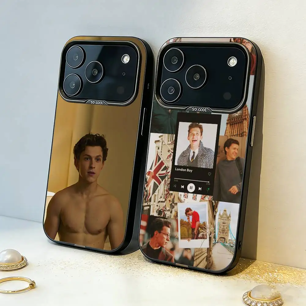 

Cute H-Hollander G-Glam Tom Holland Phone Case For iPhone17,16,15,14,13,12,11,Pro,MAX White Matte Shockproof Cover