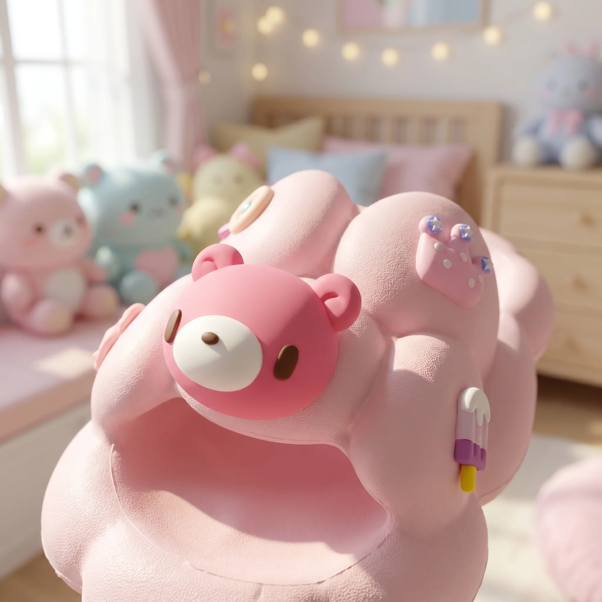 Cute 3D Bear Cloud Slippers, Ultra-Soft EVA Open-Toe Slides, Non-Slip Comfy Indoor & Outdoor Summer Slippers