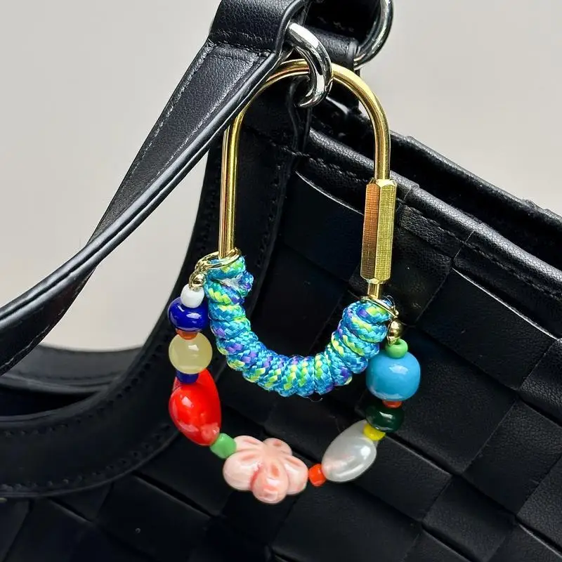 Bunter Perlenketten-Anhänger Herz-Schlüsselanhänger Kawaii Perlen Auto-Schlüsselanhänger Taschenanhänger Handtaschenanhänger Herz-Schlüsselanhänger für Frauen – Detail 3