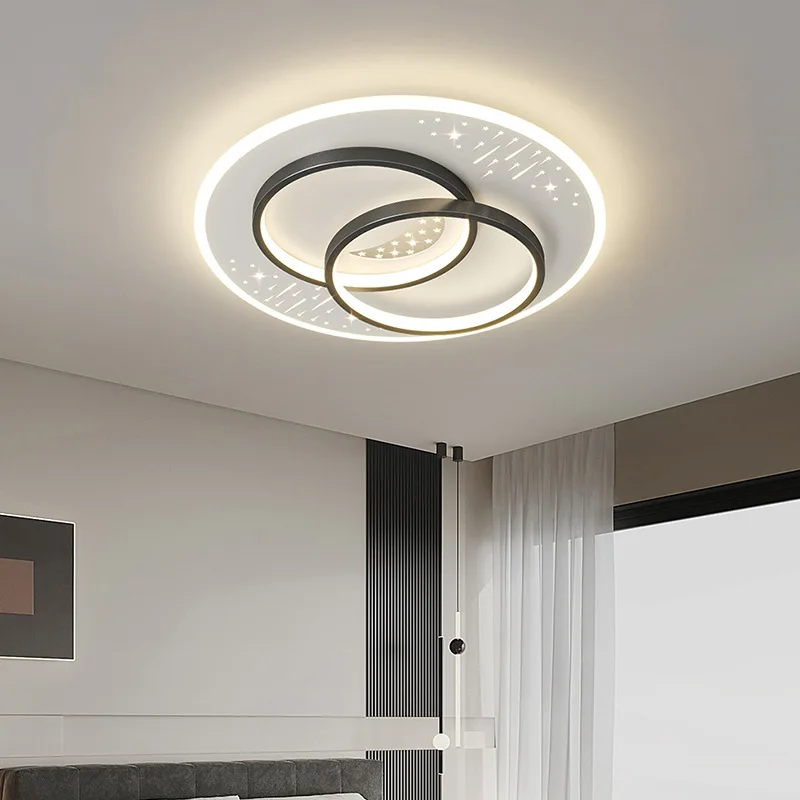 2025 Modern Led Ceiling Chandelier Home Square Round Mounted Pendant Lighting Living Room Black White Color Hanging Lamp