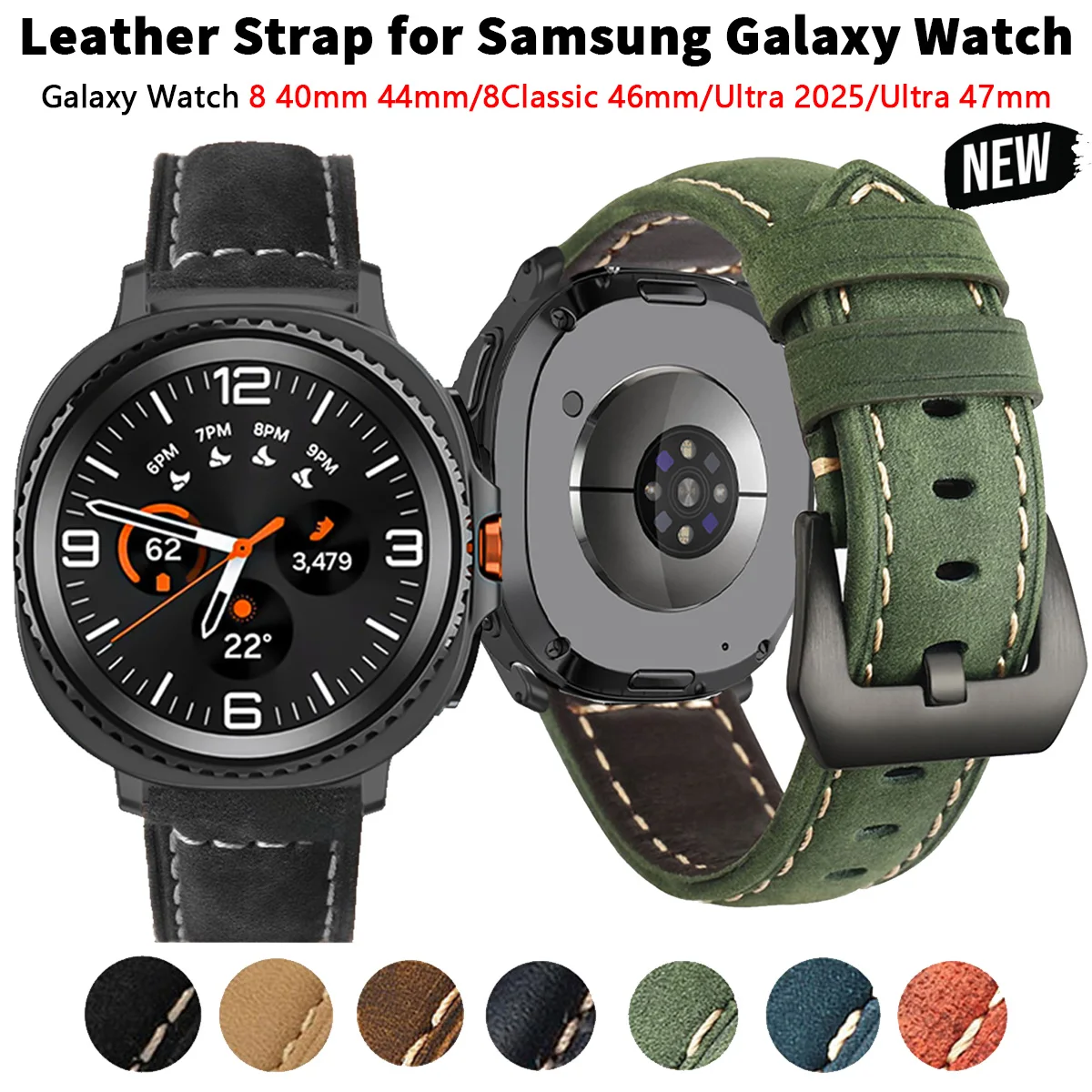 Leather Strap for Samsung Galaxy Watch 8/8 classic No Gaps Bracelet Wristband for Galaxy Watch 8 40 44mm Band Replacement Correa