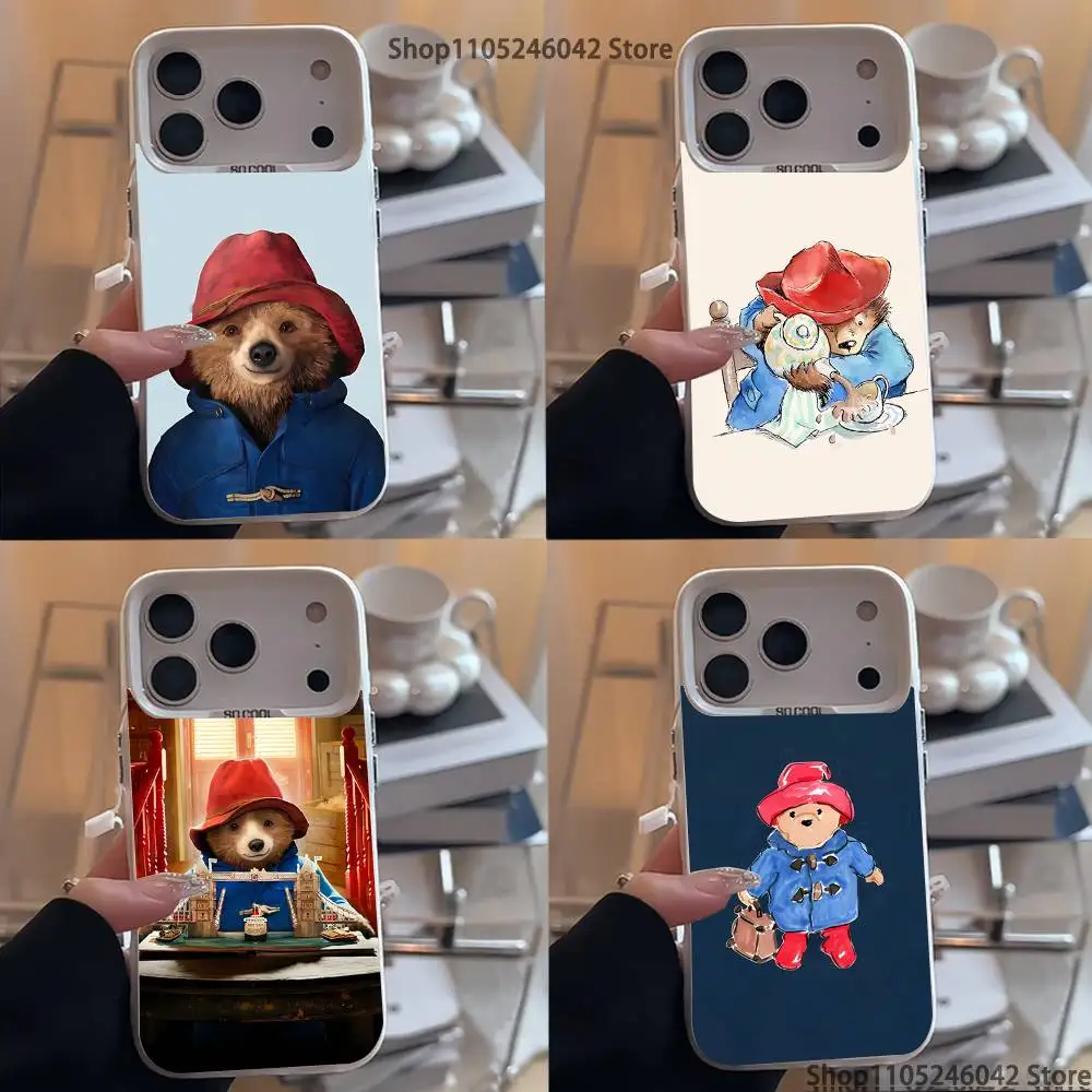 

Cute P-Paddington Bear For iPhone 17,16,15,14,13,12,11,Mini,Pro,E,SE4,XS,MAX White Shockproof Candy Matte Cover