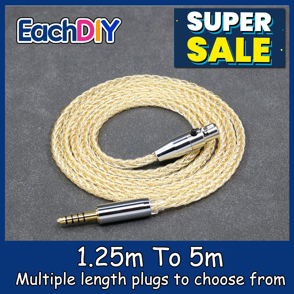 

8 Core 99% Pure Silver 24k Gold Earphone Cable For AKG K371BT Beyerdynamic DT177x GO Pioneer HDJ-X10 Sennheiser HD490 LN008803