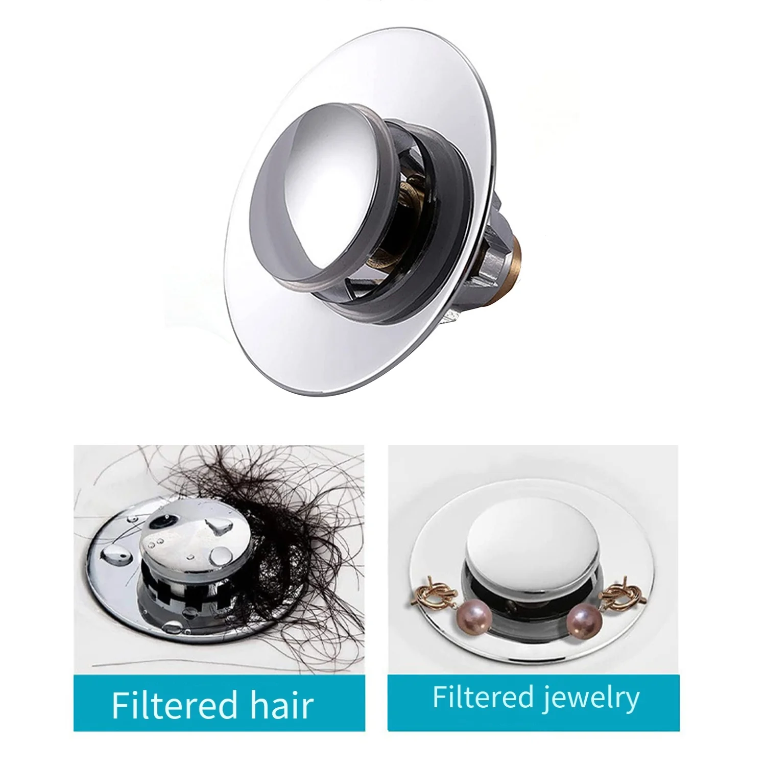 LICE-28cm~38cm 폭 욕조 배수구 스테인리스 스틸 싱크 커버, -Up 범용 냄새 방지 싱크 배수구 사용 간편