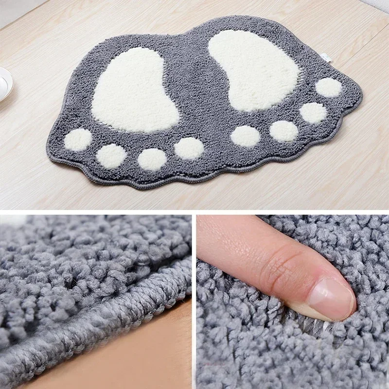 Cute Footprints Big Feet Bath Mats Pads Cartoon Style Toilet Non-slip Rug for Bathroom Carpet Floor Super Absorbent Mat Foot Rug