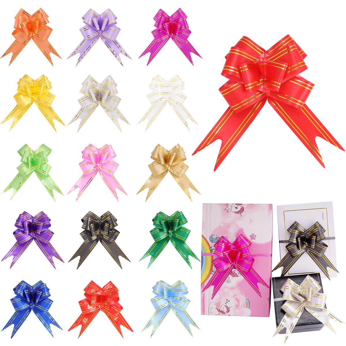 20 teile/los Bunte Pull Blume Bogen Knoten Geschenk Verpackung Bogen Pull Bogen Geschenk Bänder Für Geburtstag Hochzeit Party DIY Hause Dekoration – Detail 4