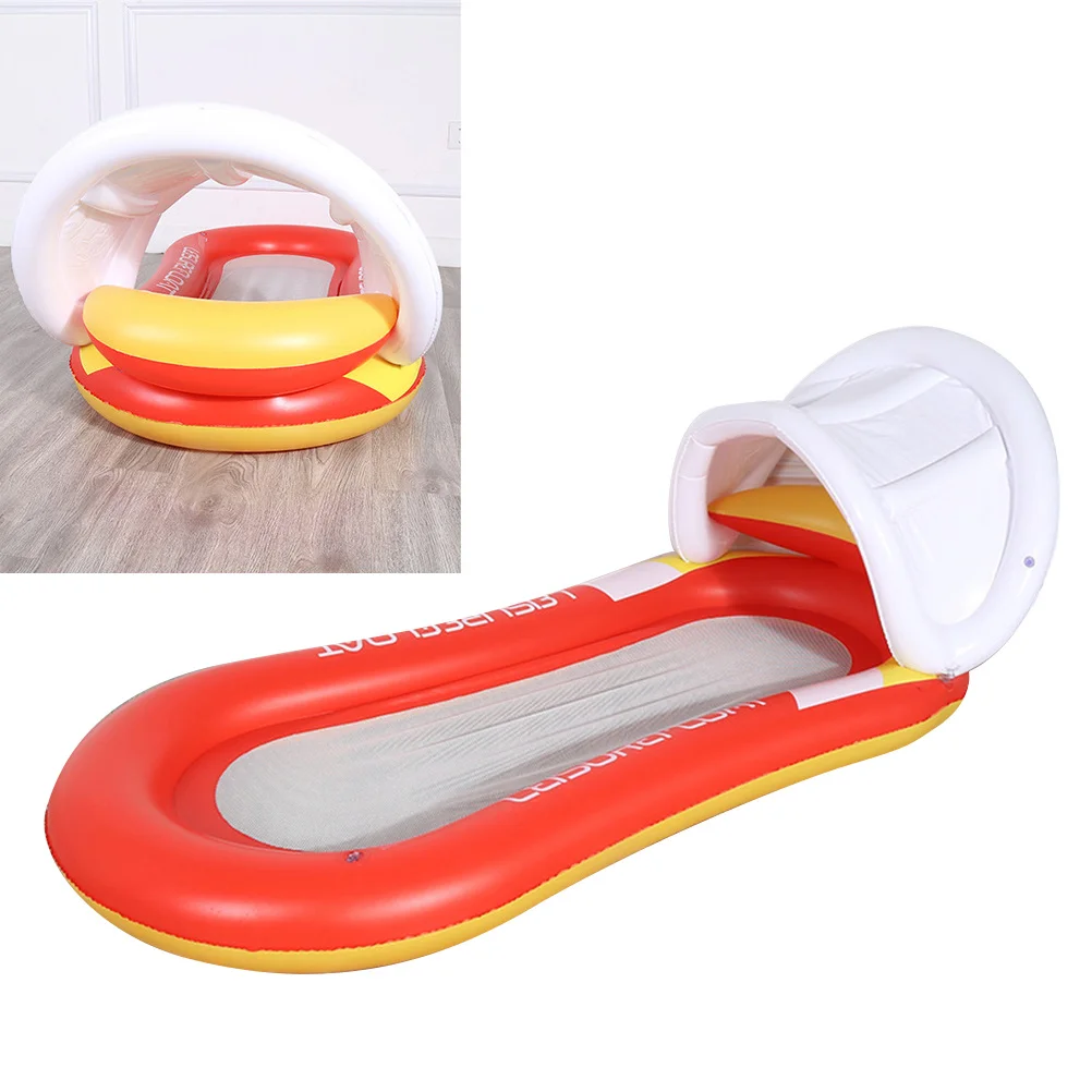 Cama flotante inflable con sombrilla extraíble, sillón reclinable de Pvc de gran flotabilidad para piscina, hamaca para lago, inflable al aire libre