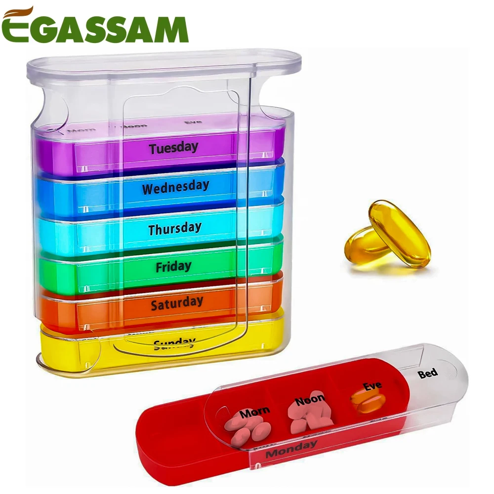 Weekly Pill Organizer 7 Day 4 Times a Day, Large Pill Box Organizer with Drawer Designed, Daily Pill Organizer to Hold Medicine