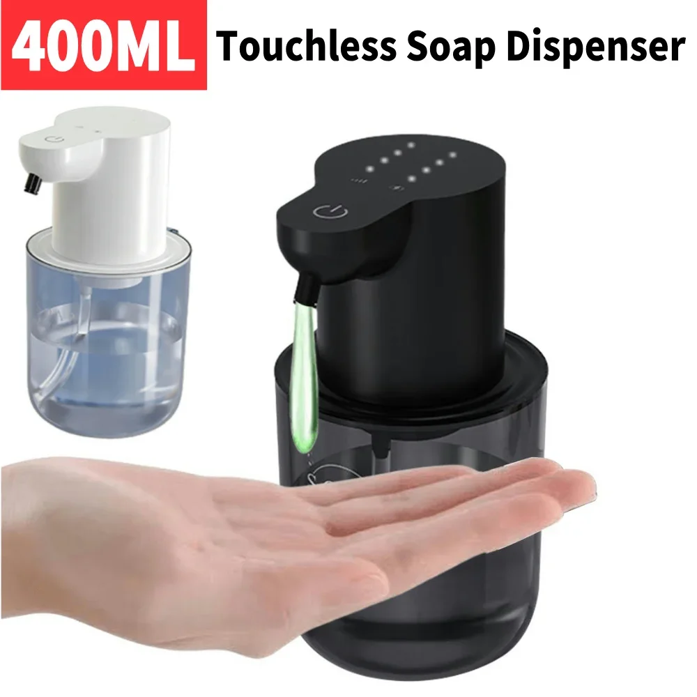 

400ml Automatic Foam Soap Dispensers Touchless 4 Level Shampoo Dispenser Foam Soap Dispenser USB Rechargeable Hand Sanitizers