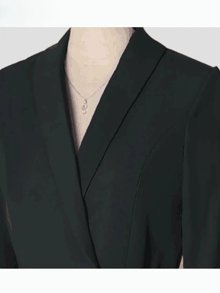 Trench lungo aderente nero da donna, chic ed elegante, monopetto, abbigliamento firmato di lusso, primavera, elegante 2025, vendita calda