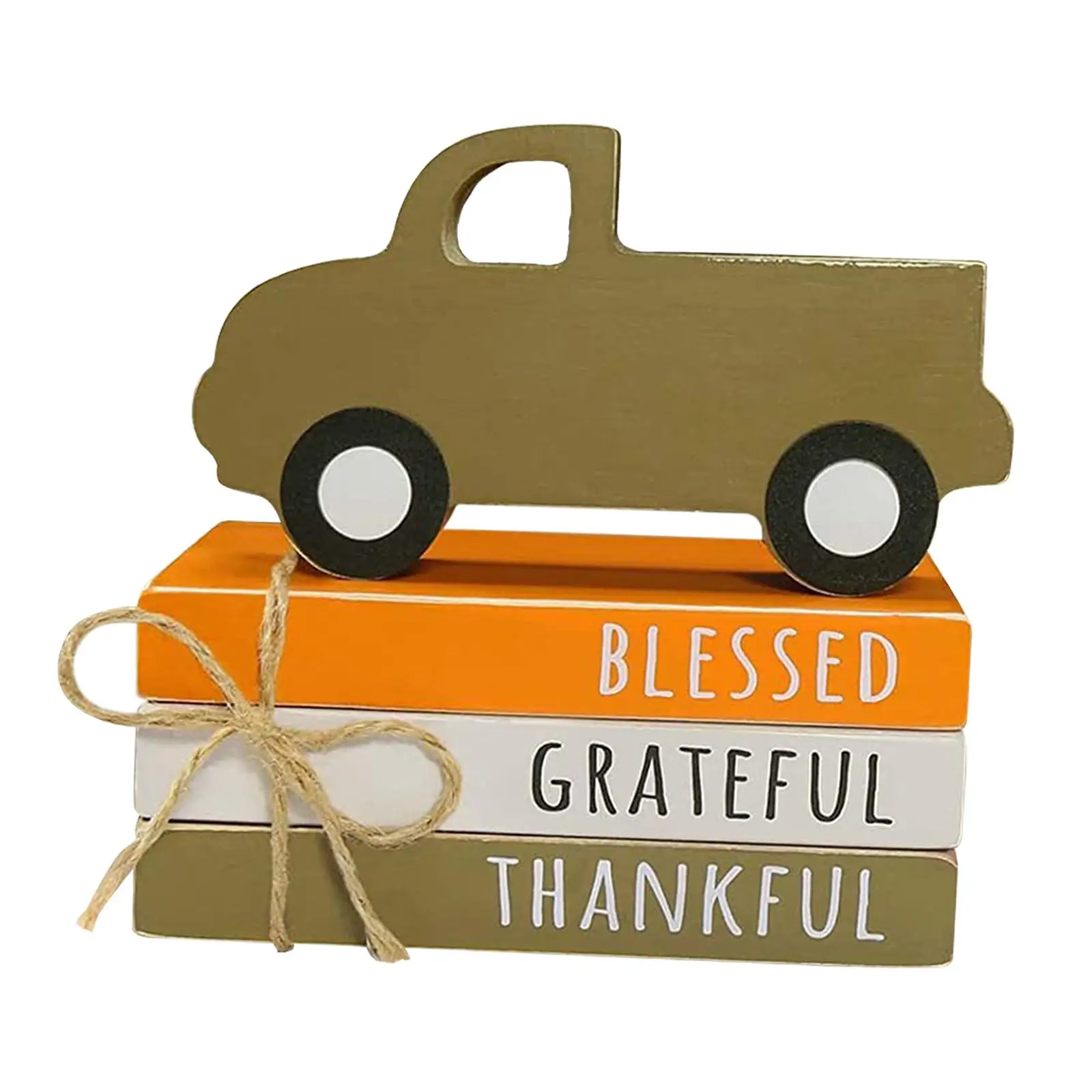 4 Pieces Fall Decoration Wooden Books Car Statue Fall Tiered Tray Decor Ornament for Holiday Gift Versatile