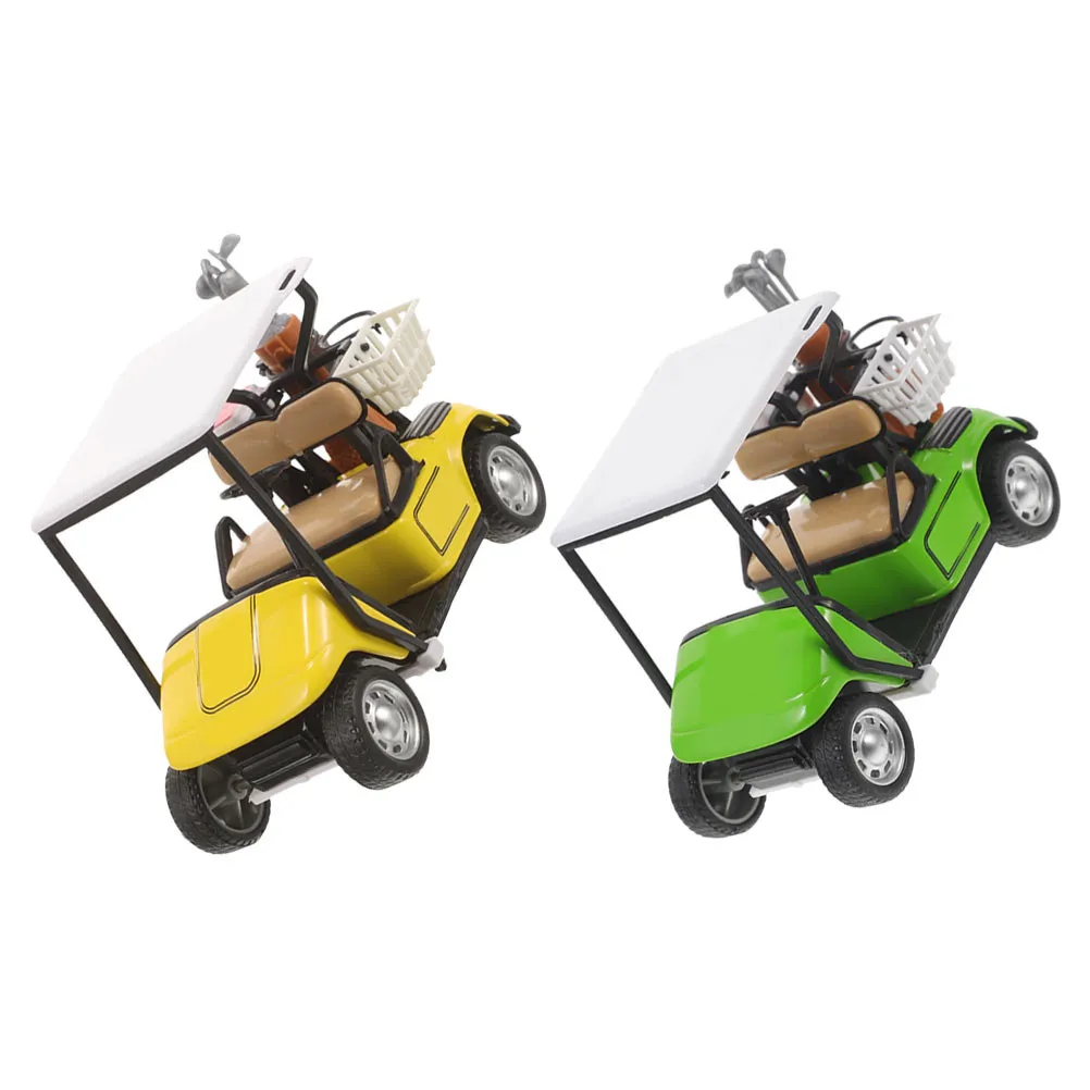 

2Pcs Golf Cart Alloy Sculpture Realistic Design Desktop Ornament Home Office Decoration Tabletop Golf Cart Display