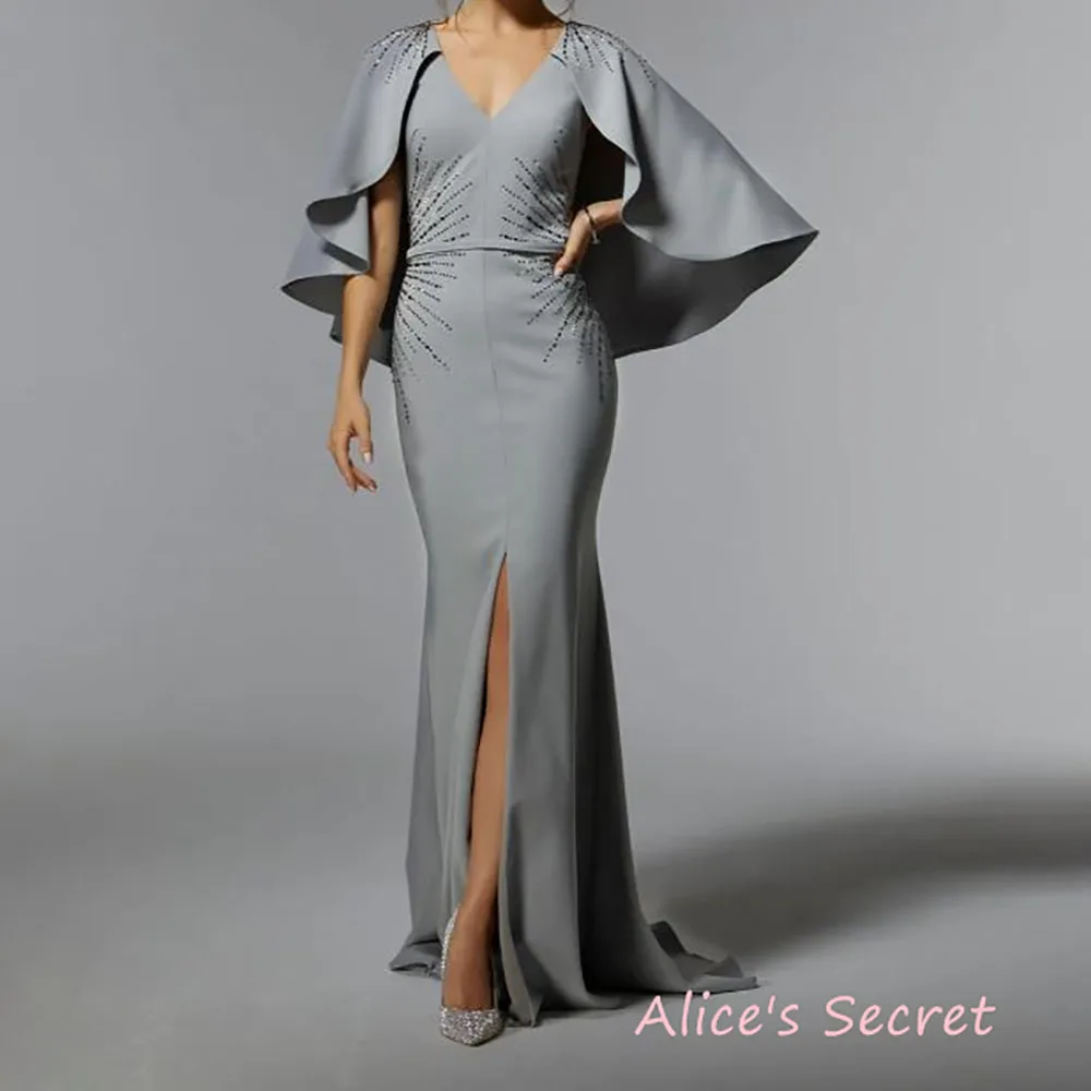 

Sheath Tulle Sweetheart Cape 3/4 Sleeve Floor Length Sweep Train Mother of the Bride Dress for Wedding Party