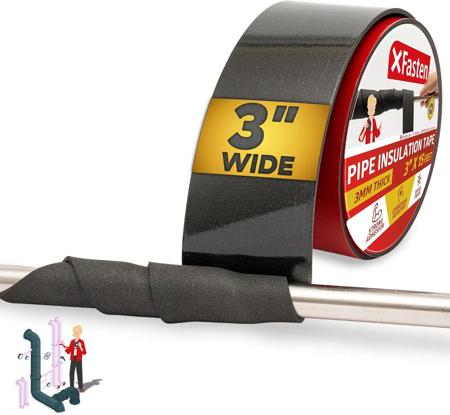 

Изоляционная лента из пенопласта для труб, 3 дюйма x 15 футов, для наружных систем кондиционирования и вентиляции, прочная защитная обмотка.