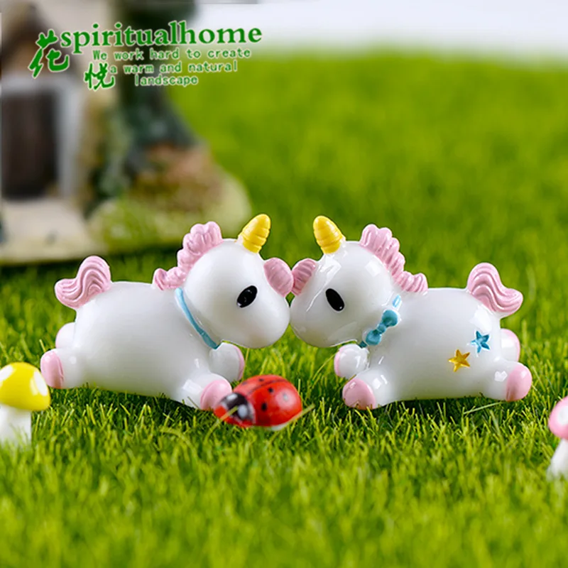 Unicorn moss micro landscape cute doll decoration mini anime cartoon simulation desktop ornament