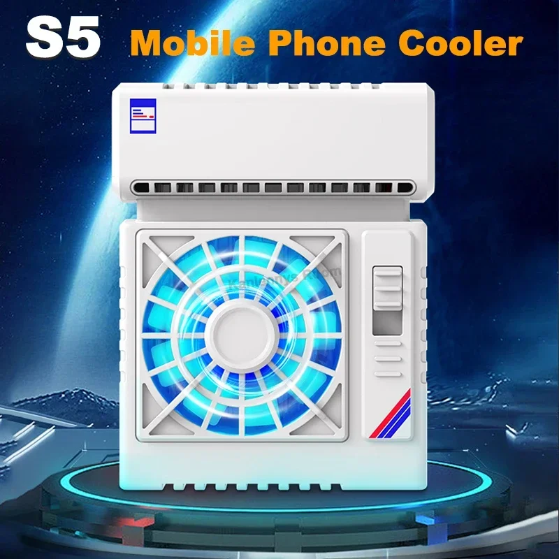 S5 Mobile Phone Cooler Air Conditioner Shape Semiconductor Cooling Fan Radiator for IOS Android PUBG Heat Sink Game Accessories